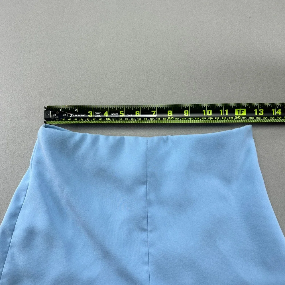 Zara High Waisted Shorts Womens XS Light Blue Side Zip Modern Minimalist Casual